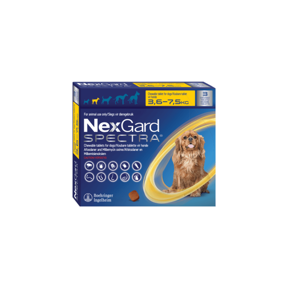 NexGard Spectra Small Dogs 3.6kg to 7.5kg Tick & Flea (Pack Of 3